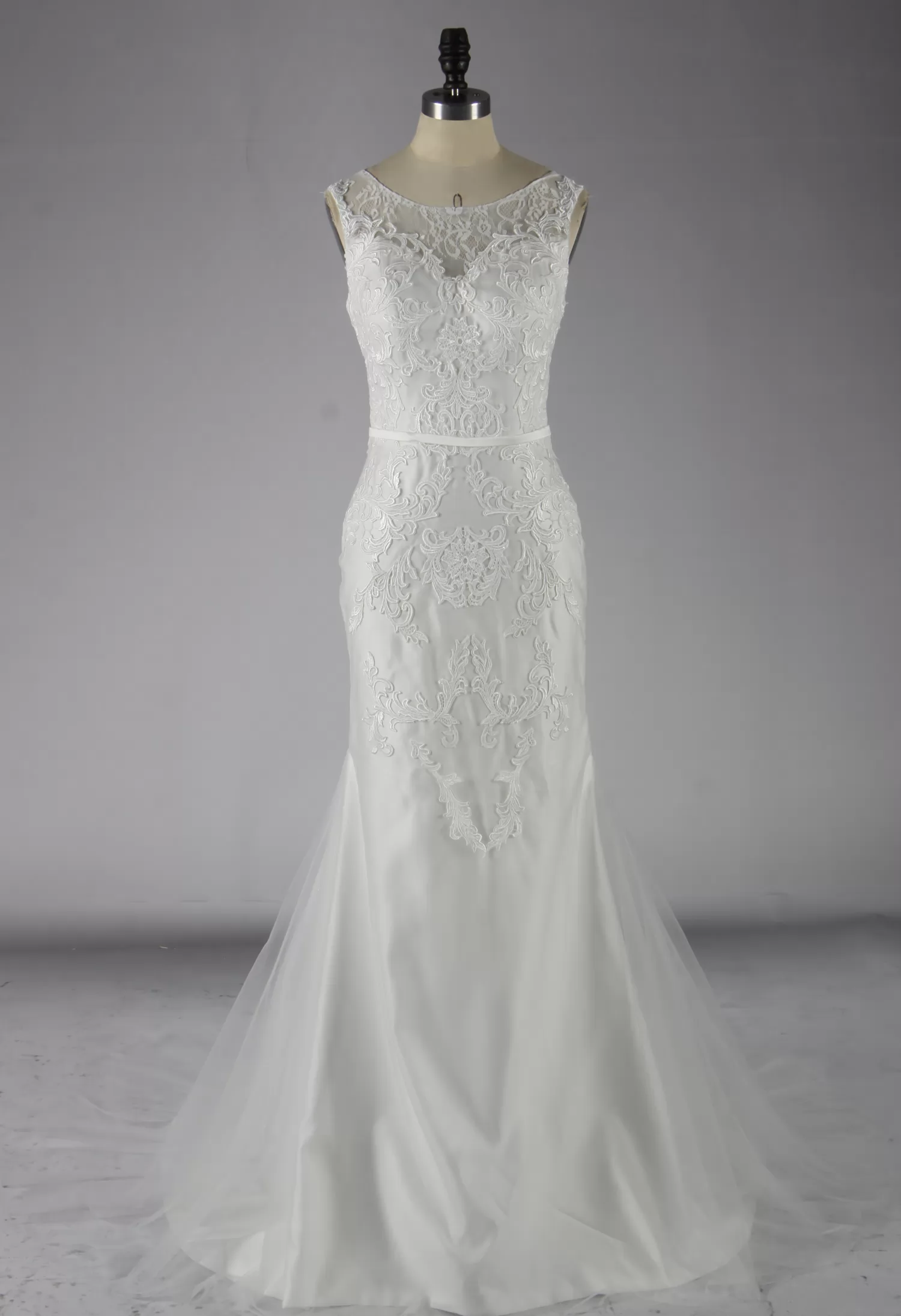 Soft Illusion Lace Sheath Wedding Dress