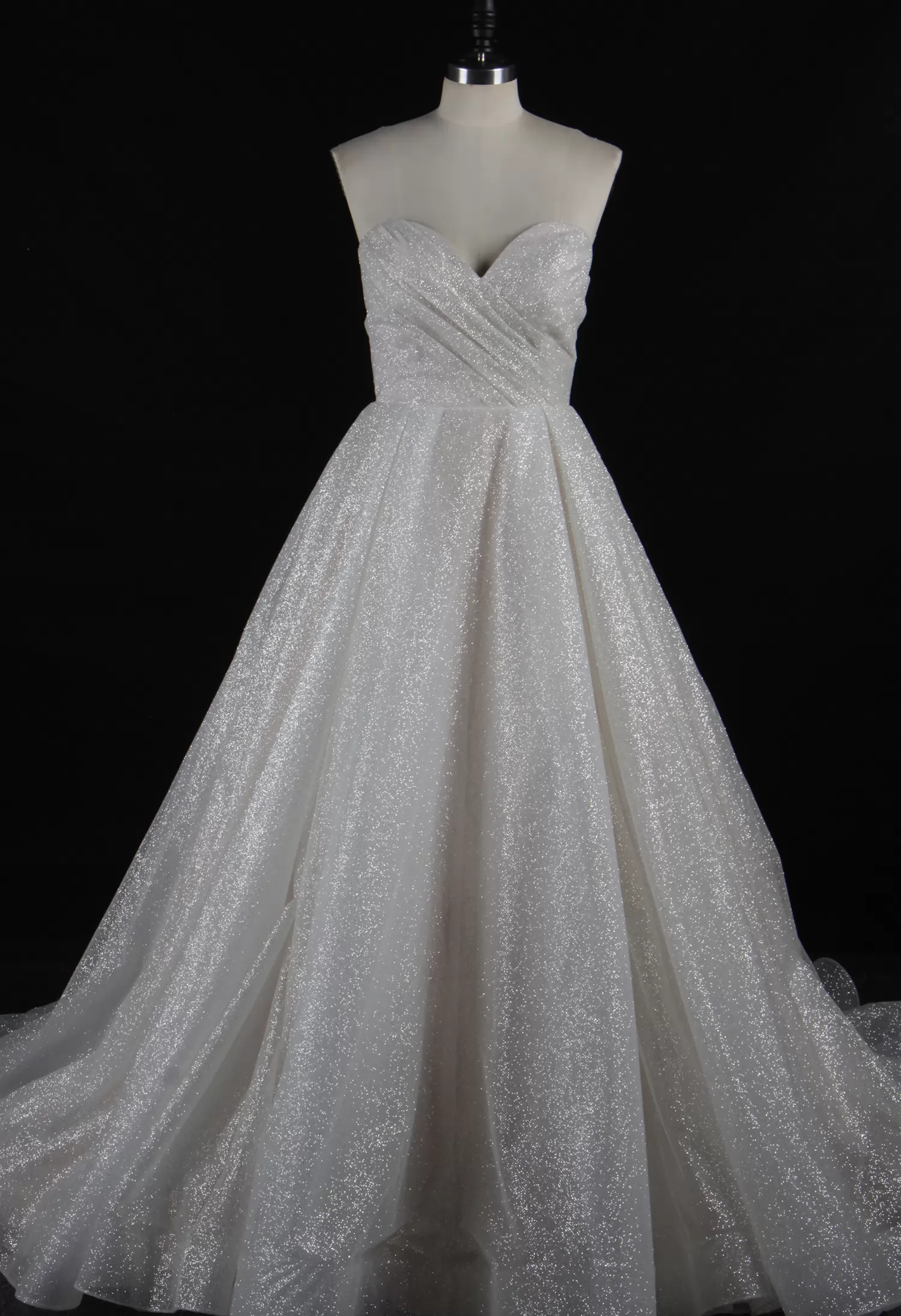 Glitter Strapless Sweetheart Pleated Wedding Ballgown