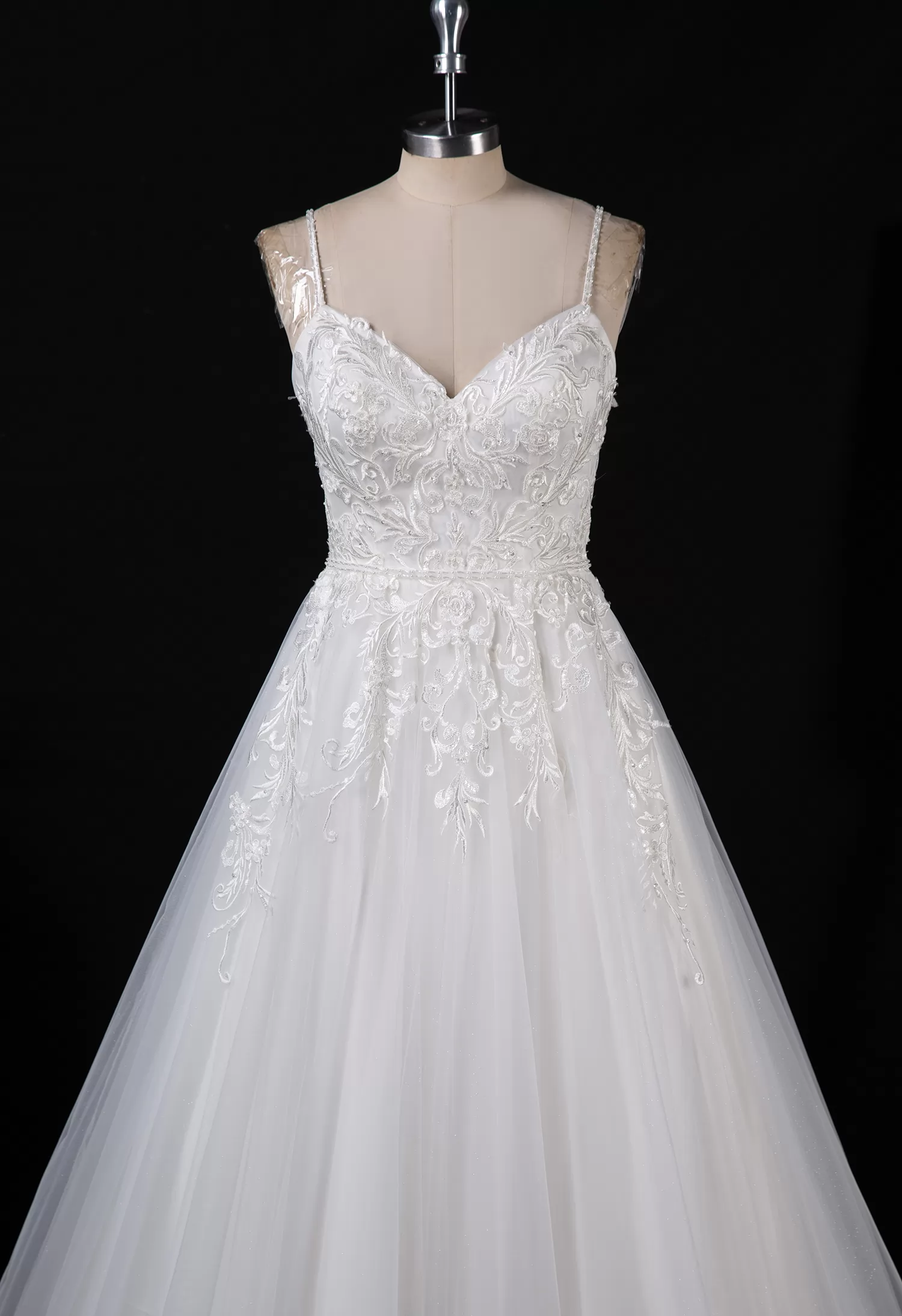 Sparking Tulle Wedding Dress With Beaded straps