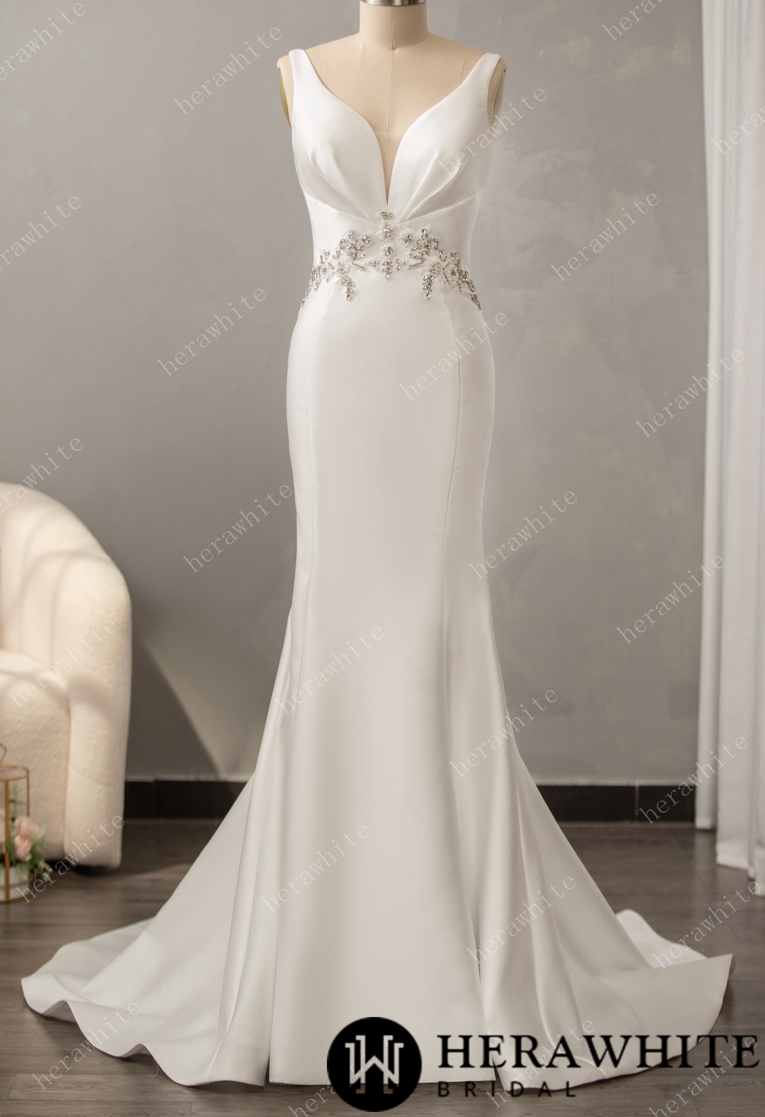 Elegant Engagement Dress V Neck Sleeveless Backless Natural Waist Ankle Length  Engagement Dress main image 0