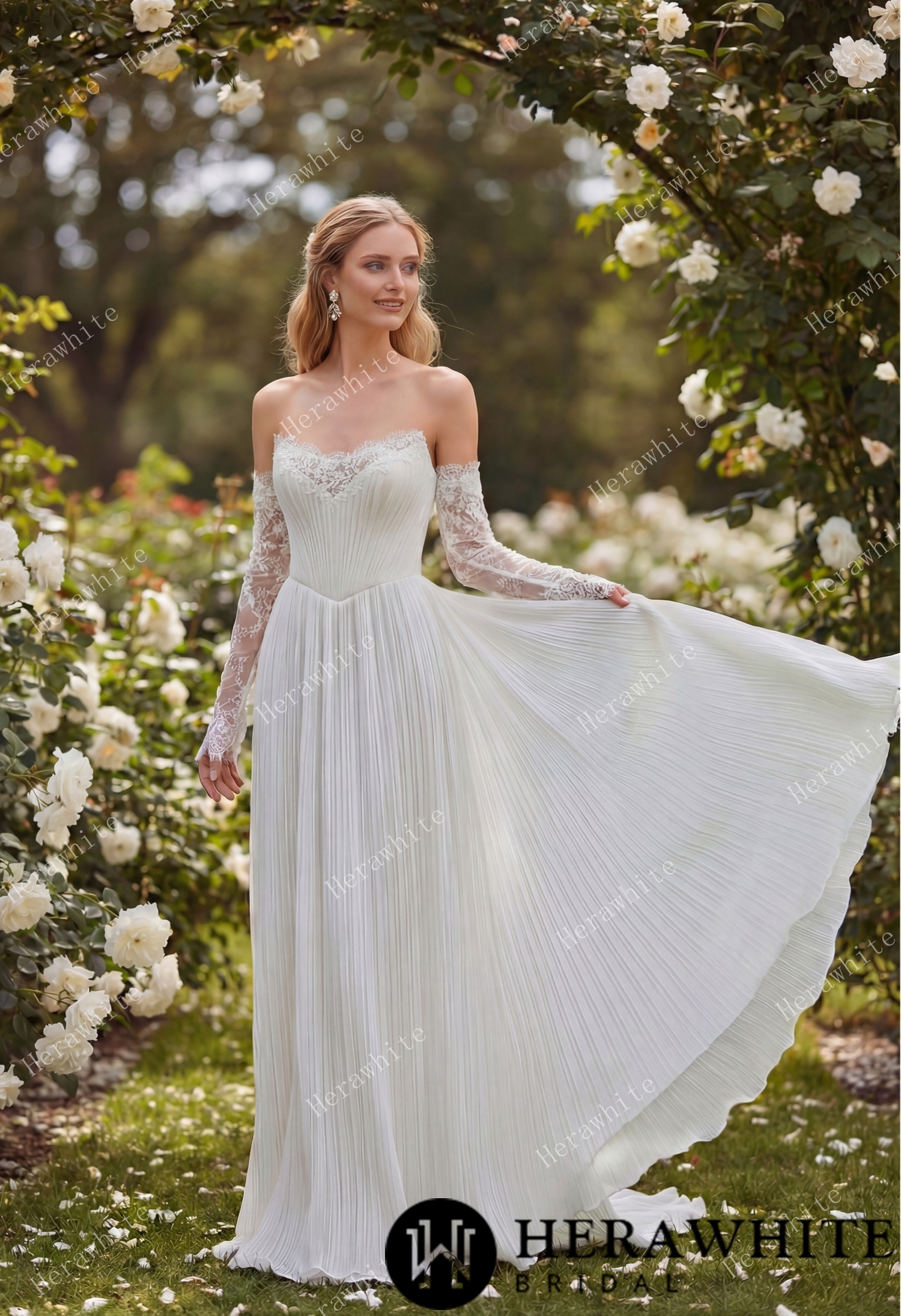 open lace back dress Ganni Pleated Georgette Midi Dress main image 0