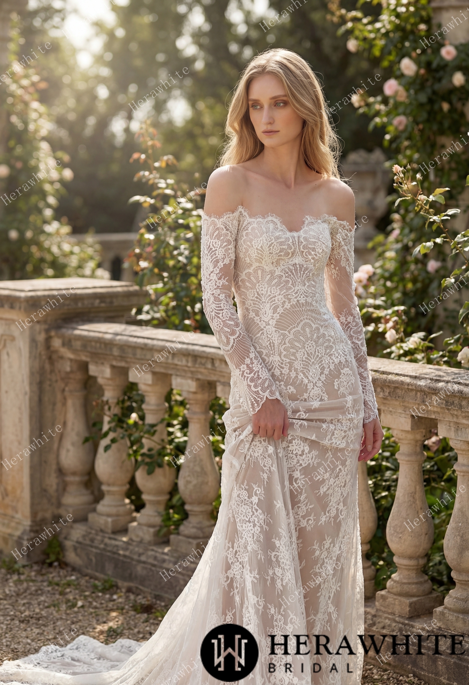 sheer sequin wedding dress Stunning Sequin Bridal Gown With Sheer Shoulders
